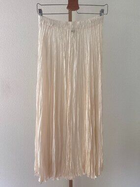 Vintage Savannah 100% Silk Crinkle Maxi Skirt Elastic Waist Small